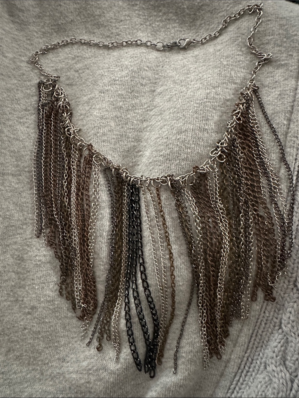 Mixed Metal Fringe Statement Necklace - Women Jewelry